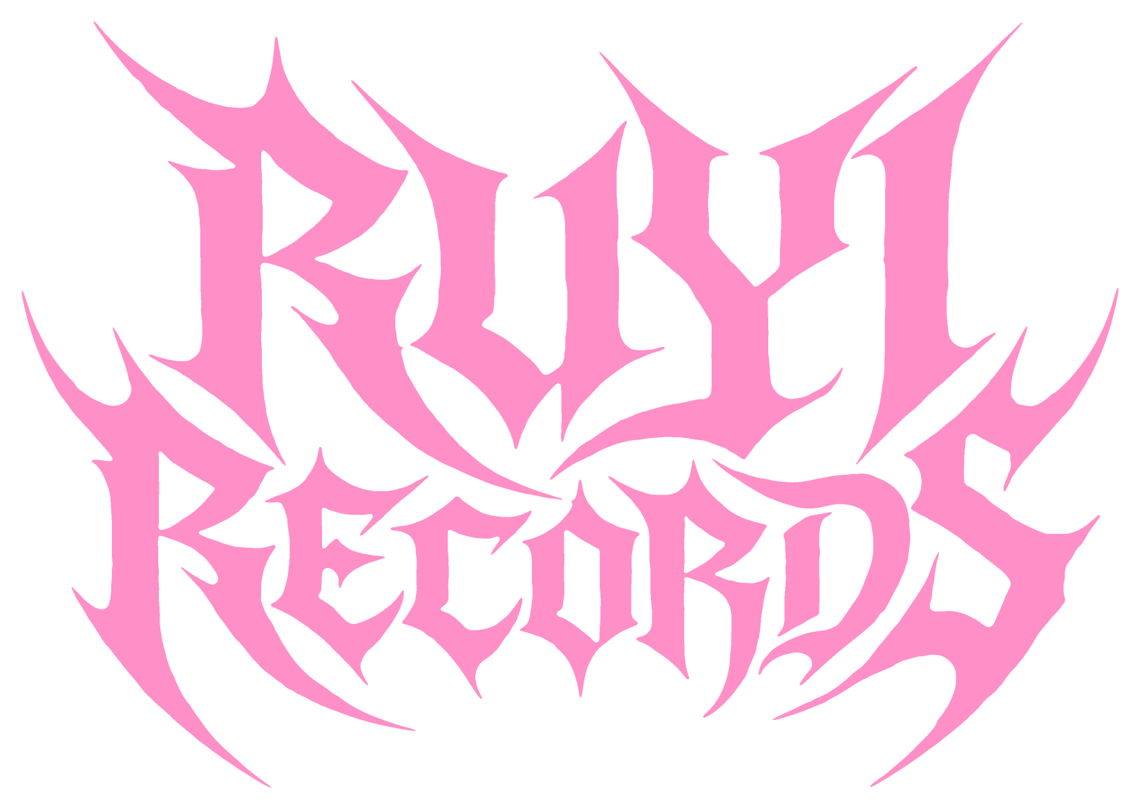 Ruyi Records gothic wordmark in chrome pink