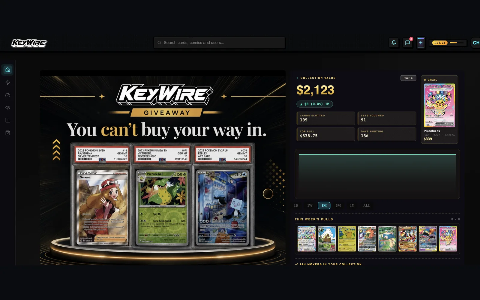 The KEYWIRE app — collection value, graded card slots and this week's pulls