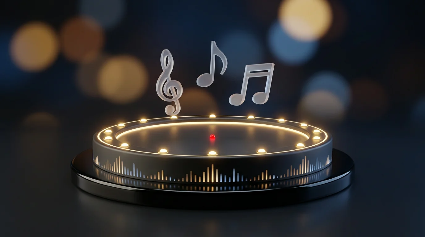 A glossy black live stage with golden spotlights — SIKI